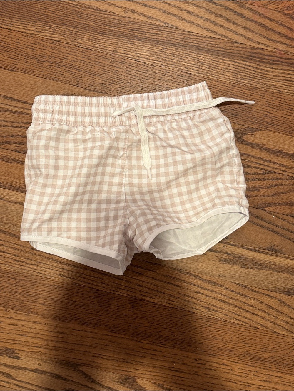 Kids One-Piece Swimsuit in Light Pink Gingham
